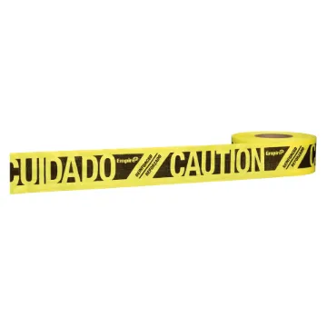 Empire® 76-0600 Reinforced Barricade Tape, Yellow, 500 ft L 3 in W, Caution/Cuidado Legend, Plastic