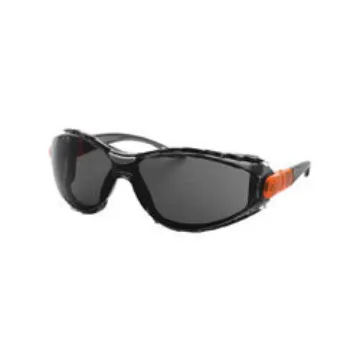 Majestic Glove 85-7015SKA Riot Shield 85-7015 Durable Lightweight Safety Glasses, Anti-Fog/Anti-Scratch/Hard Coat, Smoke Lens, Half-Frame Frame, Polycarbonate/Foam Frame, ANSI Z87.1+