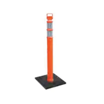 Cortina® EZ-Grab™ 03-734RBC Flared Portable Delineator Post, 4-1/2 in Dia Orange Polyethylene Post, Black Rubber Base, 2 Stripes