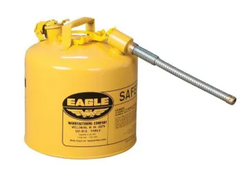 Eagle Manufacturing U251SY Type II Safety Can, 5 gal Capacity, 12-1/2 in Dia x 15-7/8 in H, Galvanized Steel, Yellow