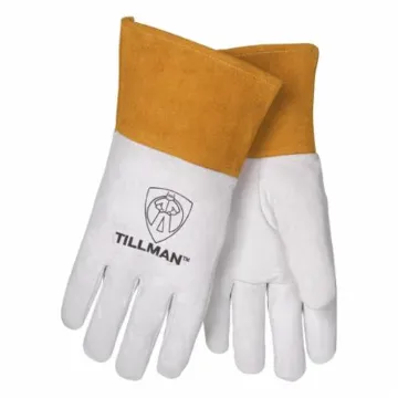 Tillman™ 24C2X Premium Grade TIG Welding Gloves, 2XL, Top Grain Kid Skin Back/Kevlar® Stitching/Split Cowhide Leather Cuff, Pearl, Unlined, Gauntlet Cuff, 12 in L