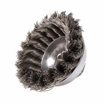 Weiler® 13156 Single Row Cup Brush, 3-1/2 in Dia Brush, 5/8-11 UNC Arbor Hole, 0.023 in Dia Filament/Wire, Standard/Twist Knot, Steel Fill