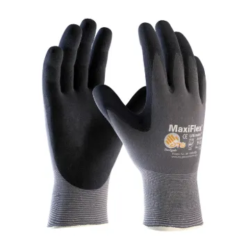 ATG® 34-874/S 34-874 General Purpose Gloves, Seamless Knit Style, Microfoam Nitrile Palm, 15 ga Nylon, Black/Gray, Resists: Abrasion, Cut, Puncture and Tear, Nylon/Lycra® Lining