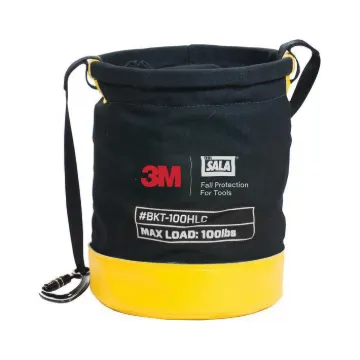 3M DBI-SALA Fall Protection 1500134 Python Safety® Hook and Loop Safe Bucket, 100 lb Load, Duck Canvas, Black/Yellow, For Use With Small Parts and Tools