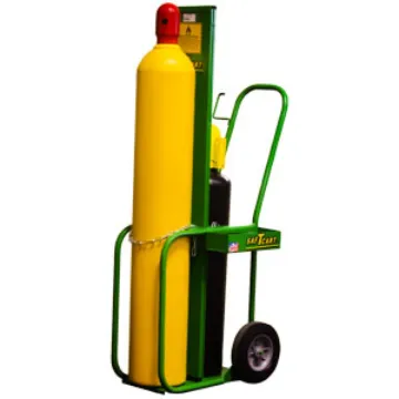 Saf-T-Cart 600-10-FW Welding Cylinder Truck, 400 lb Load, 9-1/2 in Dia Max Tank Oxygen, 8/1/2 in Dia Max Tank Acetylene, Green
