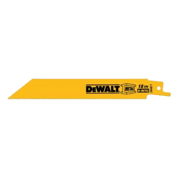 DeWALT® DW4811B Straight Back Reciprocating Saw Blade, 6 in L x 3/4 in W, 18, Bi-Metal Body, Universal/Toothed Edge Tang