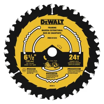 DeWALT® DWA161224 Circular Saw Blade, 6-1/2 in Dia, 5/8 in Arbor, 24 Teeth