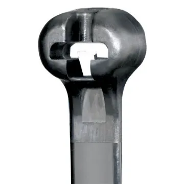 Panduit® Dome-Top® Barb Ty BT4S-C0 BT Series Weather-Resistant Standard Cross Section Cable Tie, 15.1 in L x 0.185 in W x 0.052 in THK, Nylon 6.6, Black