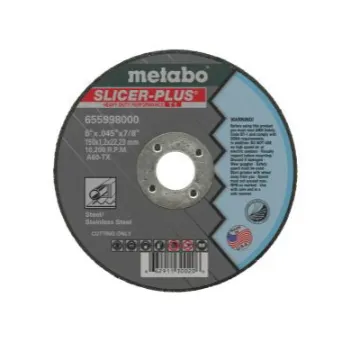 metabo® 655997000 Slicer Plus Long Life Straight Cut-Off Wheel, 4-1/2 in Dia x 0.045 in THK, 7/8 in Center Hole, 60 Grit, Aluminum Oxide Abrasive