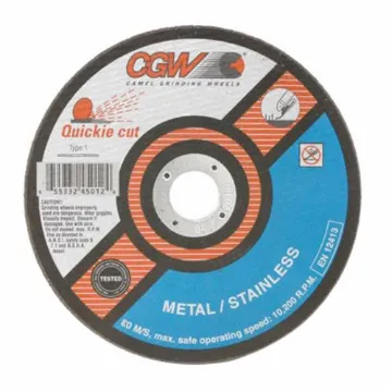 CGW® Quickie Cut™ 45002 Quickie Cut™ Type 27 Flat Cut-Off Wheel, 4-1/2 in Dia x 0.045 in THK, 7/8 in Center Hole, 60 Grit, Zirconia Alumina Abrasive