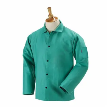 TruGuard™ F9-30C-L Unlined Welding Jacket, Men's, L, Cotton, Green, Resists: Flame, ASTM 1506