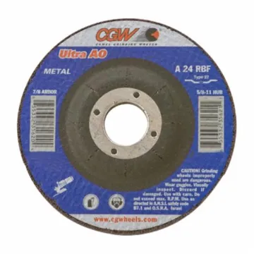 CGW® 59100 Fast Cut Depressed Center Wheel, 4-1/2 in Dia x 1/8 in THK, 7/8 in Center Hole, 24 Grit, Aluminum Oxide Abrasive