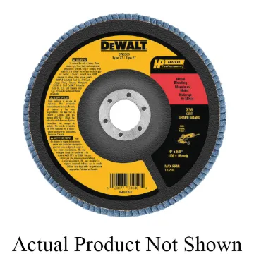 DeWALT® High Performance™ DW8357 Contaminant-Free Flap Disc, 4-1/2 in Dia Disc, 60 Grit, Medium Grade, Zirconia Alumina Abrasive, Type 27 Disc