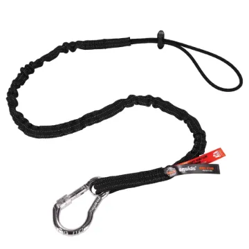 Squids® 19002 3100 Standard Tool Lanyard, 10 lb Load Capcity, 42 to 54 in L, Aluminum Hardware, 1 Leg, Carabineer Anchorage Connection, Nylon Webbing, Black