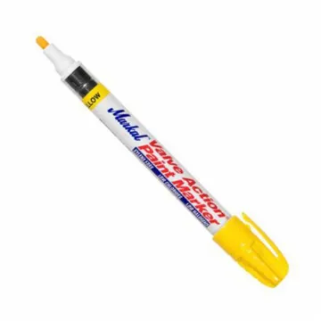 Markal® 096821 Valve Action® Liquid Paint Marker, 1/8 in Medium Bullet Tip, Fiber Nib/Metal Barrel, Yellow