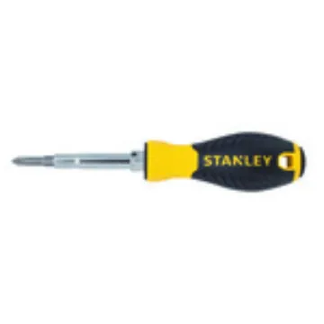 Stanley® 68-012 6-Way Bit Screwdriver, 4 Pieces, #1, #2 Phillips®, 1/4 in, 3/16 in Standard Range, Ergonomic/Rubberized Handle, S2 Steel