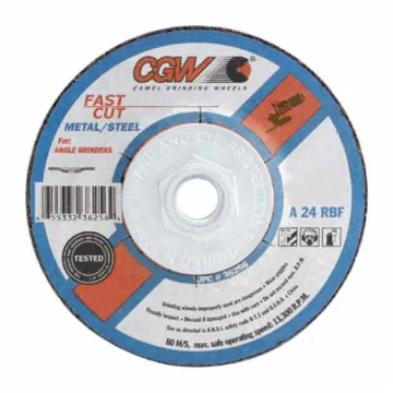 Picture of CGW® 35630 Flat Depressed Center Wheel, 6 in Dia x 1/8 in THK, 7/8 in Center Hole, 24 Grit, Aluminum Oxide Abrasive