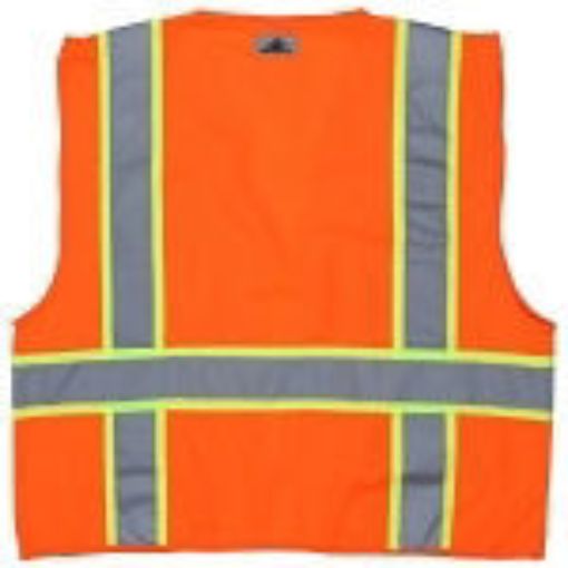 Picture of MCR Safety SURVOL Luminator™ SURVO Safety Vest, L, Hi-Viz Fluorescent Orange, Polyester Solid, Zipper Closure, 6 Pockets, ANSI Class: Class 2, ANSI/ISEA 107-2015 Type R