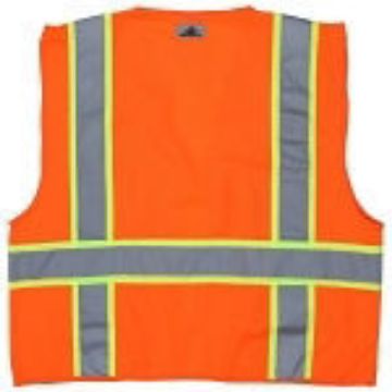 Picture of MCR Safety SURVOXL Luminator™ SURVO Safety Vest, XL, Hi-Viz Fluorescent Orange, Polyester Solid, Zipper Closure, 6 Pockets, ANSI Class: Class 2, ANSI/ISEA 107-2015 Type R