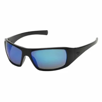 Pyramex® SB5665D Goliath® Safety Eyewear, Anti-Scratch, Ice Blue Mirror Lens, Wrap Around Frame, Black, Nylon Frame, Polycarbonate Lens, ANSI Z87.1, AS/NZS 1337, CAN/CSA Z94.3-15, CE EN166, MIL-PRF 32432