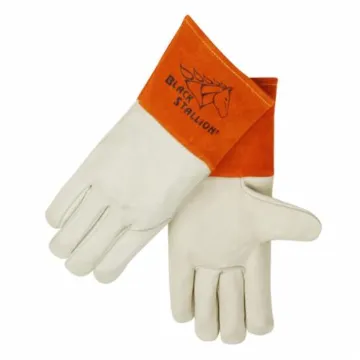 Black Stallion  25L 25 Series Premium Grade MIG Welding Gloves, Top Grain Cowhide Leather/Kevlar  Stitching, Pearl, Unlined Lining, Extended Cuff