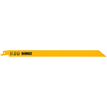 DeWALT® DW4838 Straight Back Reciprocating Saw Blade, 12 in L x 3/4 in W, 18 TPI, Bi-Metal Body, Universal/Toothed Edge Tang