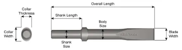 Ajax 303-18 Chisels, 18 in OAL, 1 in W Blade