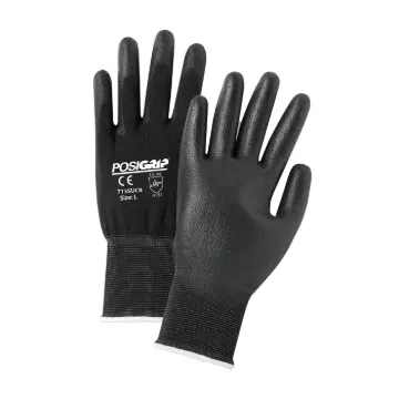PIP® 713SUCB/M 713SUCB Unisex General Purpose Gloves, Work, Full Finger/Seamless Style, M, Polyurethane Palm, Nylon, Black, Knit Wrist Cuff