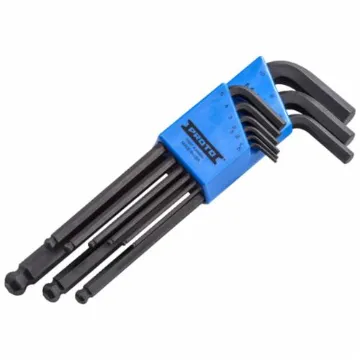 Proto® J4996 Ball Style Long Arm Hex Key Set, Metric, 9 Pieces, 1.5 to 10 mm Hex, L-Handle Handle, Alloy Steel, Black Oxide