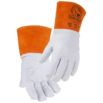 Black Stallion® 35KCR-MD Gloves, M, Kidskin Leather/Kevlar Stitching, White