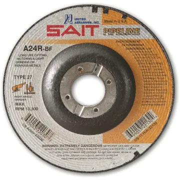 SAIT® 22030 High Performance Pipeline Depressed Center Wheel, 4-1/2 in Dia x 1/8 in THK, 7/8 in Center Hole, 24 Grit, Aluminum Oxide Abrasive