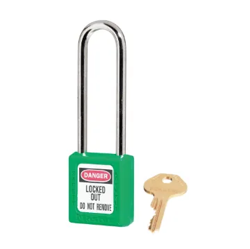 Master Lock® 410LTGRN Safety Padlock, Different Key, Green, Zenex™ Thermoplastic Body, 1/4 in Dia x 3 in H x 25/32 in W Metal Shackle, Non-Conductive Conductivity