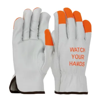 PIP® 68-162HV/XXL 68-162HV Economy Grade Driver's Gloves, Driver, Cut and Sewn Style, 2XL, Nylon/Top Grain Cowhide Leather, Black/Hi-Viz Orange/Natural, Slip-On Cuff, Resists: Abrasion