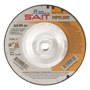 SAIT® 22130 High Performance Pipeline Depressed Center Wheel, 4-1/2 in Dia x 1/8 in THK, 24 Grit, Aluminum Oxide Abrasive