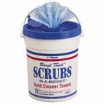 Picture of SCRUBS® 42272 Heavy Duty Hand Cleaner Towel, 72 Towels, Polypropylene, Blue/White