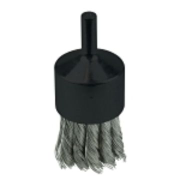 Picture of Weiler® 10031 Stem Mount End Brush, 1-1/8 in Dia Brush, Knot, 0.014 in Dia Filament/Wire, Stainless Steel Fill, 7/8 in L Trim