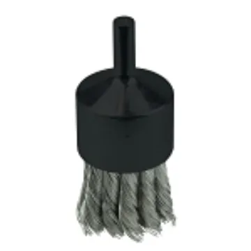 Picture of Weiler® 10031 Stem Mount End Brush, 1-1/8 in Dia Brush, Knot, 0.014 in Dia Filament/Wire, Stainless Steel Fill, 7/8 in L Trim