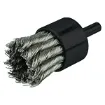 Picture of Weiler® 10031 Stem Mount End Brush, 1-1/8 in Dia Brush, Knot, 0.014 in Dia Filament/Wire, Stainless Steel Fill, 7/8 in L Trim
