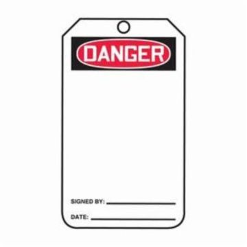 Picture of Accuform® MDT260CTP Safety Tag, 5-3/4 in H x 3-1/4 in W, Black/Red/White, 3/8 in Hole, Cardstock