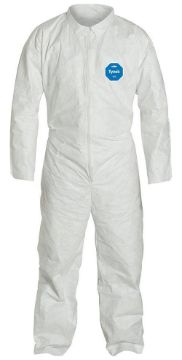 Picture of DuPont™ TY120SWH Laydown Collar Disposable Coverall With Open Wrist and Ankle, DuPont™ Laydown Collar Disposable Coverall With Open Wrist and Ankle, White, 5.9 mil Tyvek® 400