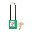 Picture of Master Lock® 410KALTGRN Safety Padlock, Alike Key, Green, Zenex™ Thermoplastic Body, 1/4 in Dia x 3 in H x 25/32 in W Metal Shackle, Non-Conductive Conductivity