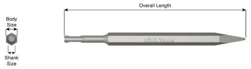 Ajax 5705 Moil Point Chisel Steel Moil Point Chisel, 10 in OAL