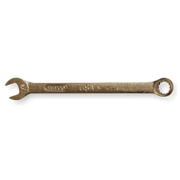 Ampco® W-673 Double End Combination Wrench, 1-1/8 in, 12 Points, 15 deg Offset, 15-3/8 in OAL, Nickel Aluminum Bronze, Natural