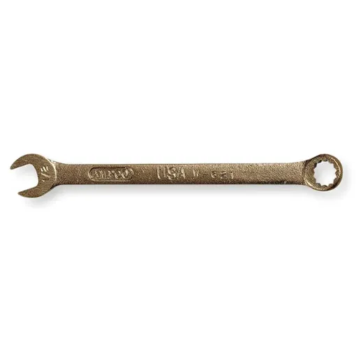 Ampco® W-673 Double End Combination Wrench, 1-1/8 in, 12 Points, 15 deg Offset, 15-3/8 in OAL, Nickel Aluminum Bronze, Natural