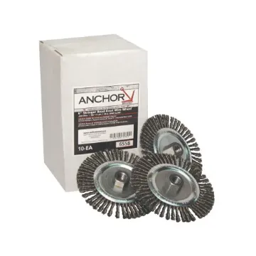 Anchor® 6S58 Narrow Face Wheel Brush, 6 in Dia Brush, 6 in W Face, 0.02 in Dia Stringer Bead Knot Filament/Wire, 5/8-11 Arbor Hole