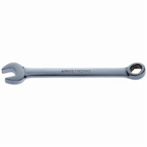 Armstrong® 52-004 Open End Regular Length Combination Wrench, 4 mm, 6 Points, 15 deg Offset, 3 in OAL, High Alloy Steel, Polished Chrome, ASME B107.9M-1994