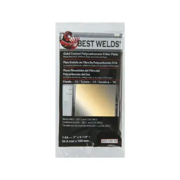 Best Welds® CA700 Rectangular Filter Plate, Shade 10 Lens, Gold, Polycarbonate, 2 in W