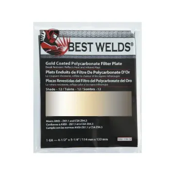 Best Welds® 93211012 Rectangular Filter Plate, Shade 12 Lens, Gold, Polycarbonate, 4-1/2 in W