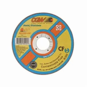 CGW® Quickie Cut™ 35515 Quickie Cut™ Contaminant-Free Straight Cut-Off Wheel, 4-1/2 in Dia x 0.045 in THK, 7/8 in Center Hole, 36 Grit, White Aluminum Oxide Abrasive