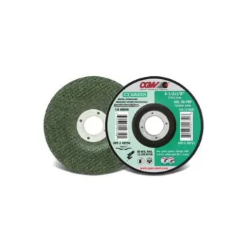 CGW® 49750 C3 Green Depressed Center Wheel, 4-1/2 in Dia x 1/8 in THK, 7/8 in Center Hole, 36 Grit, Ceramic Abrasive